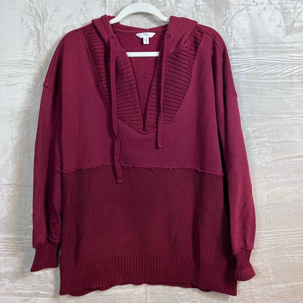 Time and Tru V-Neck Sweater with Hood